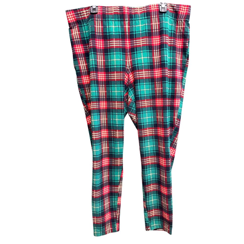 Plus Size 22/24W Christmas Plaid Leggings Red Green Stretch
